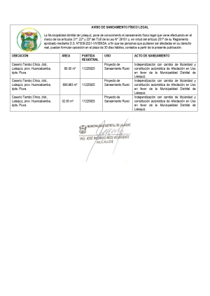 AVISO DE SANEAMIENTO F&Iacute;SICO LEGAL